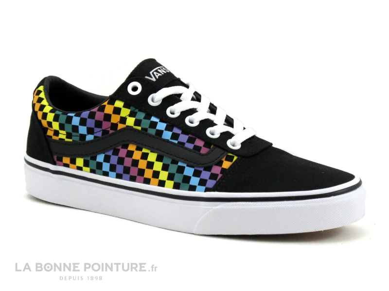 Vans WARD Rainbow Mini Check Noir - Basket Toile 3 Vans WARD Rainbow Mini Check Noir - Basket Toile