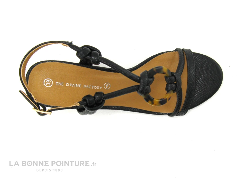 The Divine Factory QL4328 Noir Lezard - Anneau - Sandale Talon 6 The Divine Factory QL4328 Noir Lezard - Anneau - Sandale Talon – Image 4