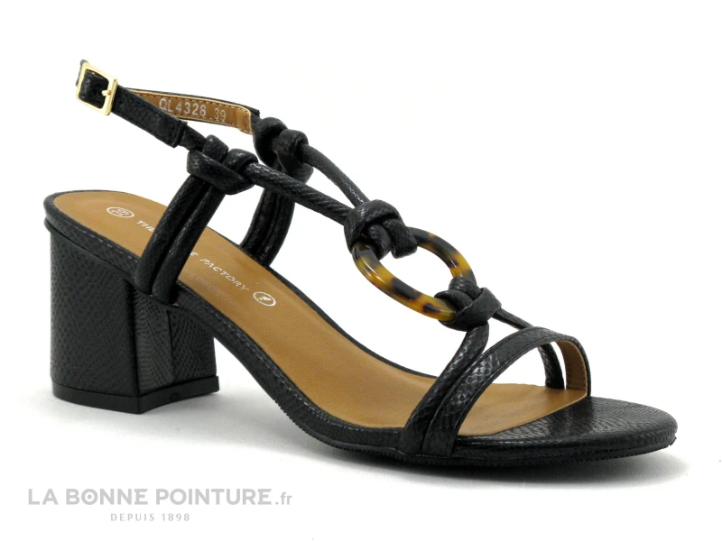 The Divine Factory QL4328 Noir Lezard - Anneau - Sandale Talon 3 The Divine Factory QL4328 Noir Lezard - Anneau - Sandale Talon