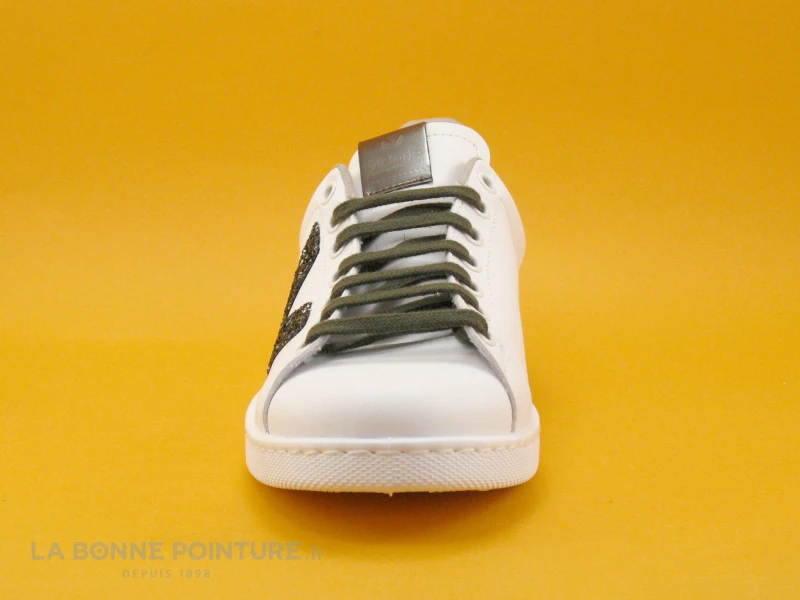 Victoria 125244 Blanc - Glitter - Lacet Kaki - Basket Basse Femme 4 Victoria 125244 Blanc - Glitter - Lacet Kaki - Basket Basse Femme – Image 2