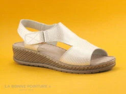 Morans WEISS - Blanc Or - Sandale Femme Talon Compense