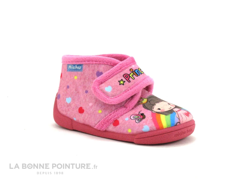 Michu 2605 - Princesse Arc-en-ciel - Chausson Fille Rose Avec Scratch 3 Michu 2605 - Princesse Arc-en-ciel - Chausson Fille Rose Avec Scratch