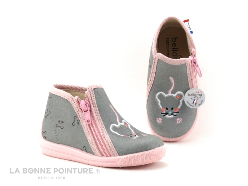Bellamy MIEL Souris Grise - Chausson Fille Avec Zip 3 Bellamy MIEL Souris Grise - Chausson Fille Avec Zip