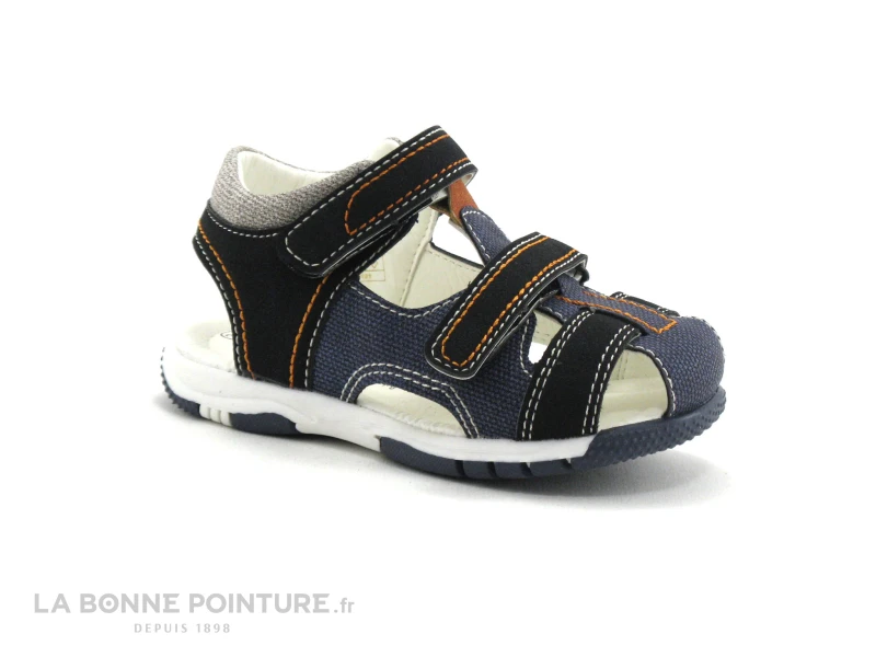 A12C4 - VIRLY-T - Marine Noir Orange - Sandale GARCON 3 A12C4 - VIRLY-T - Marine Noir Orange - Sandale GARCON