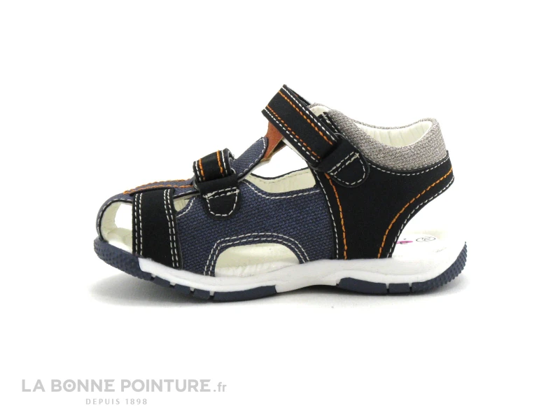 A12C4 - VIRLY-T - Marine Noir Orange - Sandale GARCON 4 A12C4 - VIRLY-T - Marine Noir Orange - Sandale GARCON – Image 2