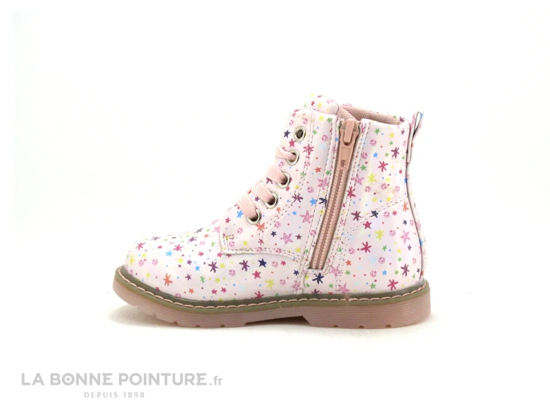 Happy Bee B595180 Pink - Boots Fille Rose Avec Etoiles Multicolores 5 Happy Bee B595180 Pink - Boots Fille Rose Avec Etoiles Multicolores – Image 3
