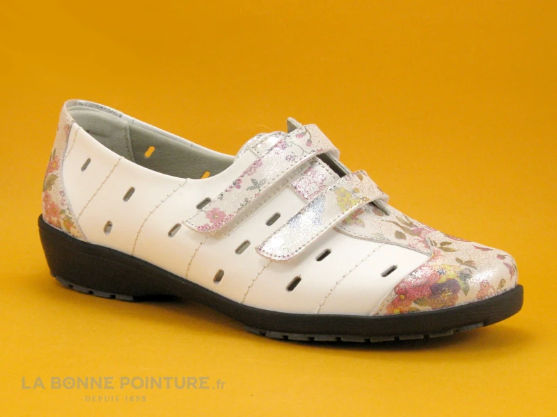 Suave LONDON 8017PT Spring White - Chaussure à Scratches Blanche Et Fleurie 3 Suave LONDON 8017PT Spring White - Chaussure à Scratches Blanche Et Fleurie