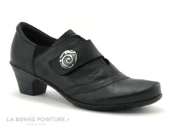 Geo Reino CESITA Fripe Noir - Escarpin Petit Talon - Bride Velcro