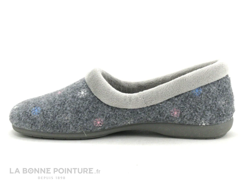 Ouf BLACY Gris - Flocons Brodes - Chausson Souple Femme 4 Ouf BLACY Gris - Flocons Brodes - Chausson Souple Femme – Image 2