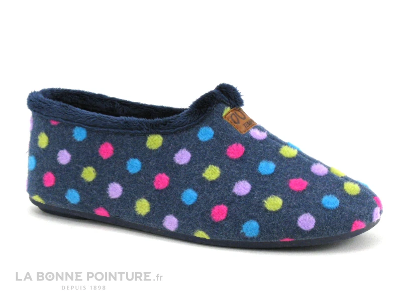 Ouf NADIS Marine - Pois Multicolores - Chausson Femme 3 Ouf NADIS Marine - Pois Multicolores - Chausson Femme