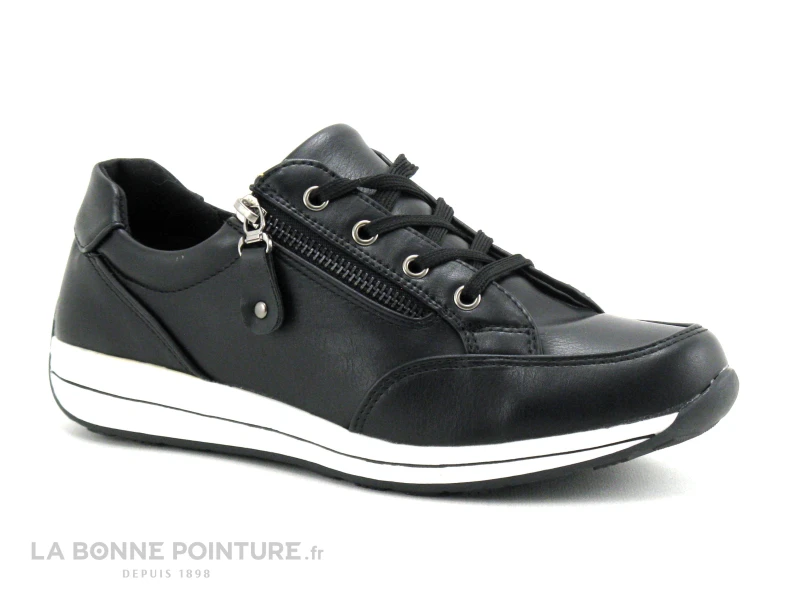 TopWay B775860 Black - Basket Noire Femme Zip Et Lacet 7 TopWay B775860 Black - Basket Noire Femme Zip Et Lacet – Image 5