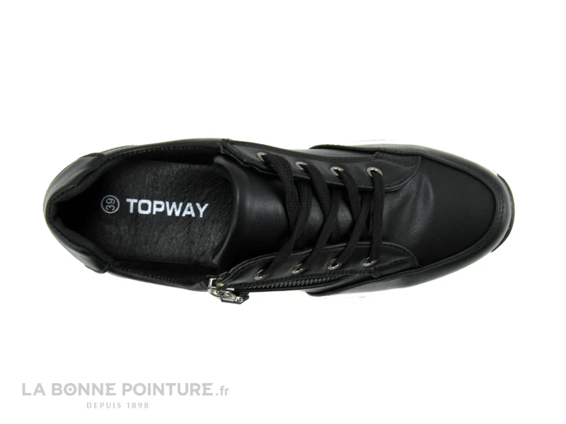 TopWay B775860 Black - Basket Noire Femme Zip Et Lacet 5 TopWay B775860 Black - Basket Noire Femme Zip Et Lacet – Image 3