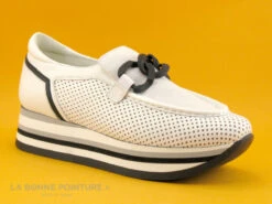 Softwaves CASSIE White Ice - Mocassin Compense - Chainette Noire