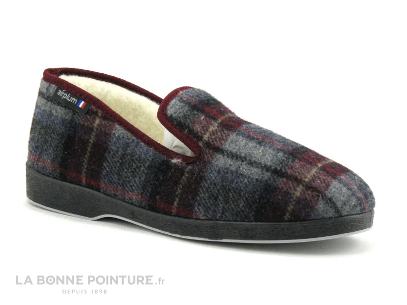 Airplum POLAINE Bordeaux Gris - Chausson Homme Fourre Laine 3 Airplum POLAINE Bordeaux Gris - Chausson Homme Fourre Laine
