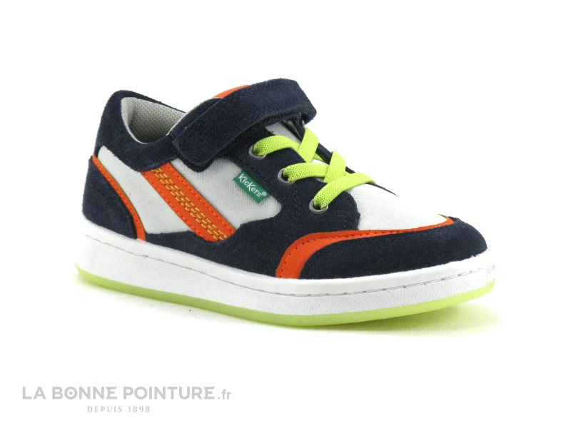 Kickers BISKUIT Marine Gris Orange - Basket Mode BEBE 3 Kickers BISKUIT Marine Gris Orange - Basket Mode BEBE