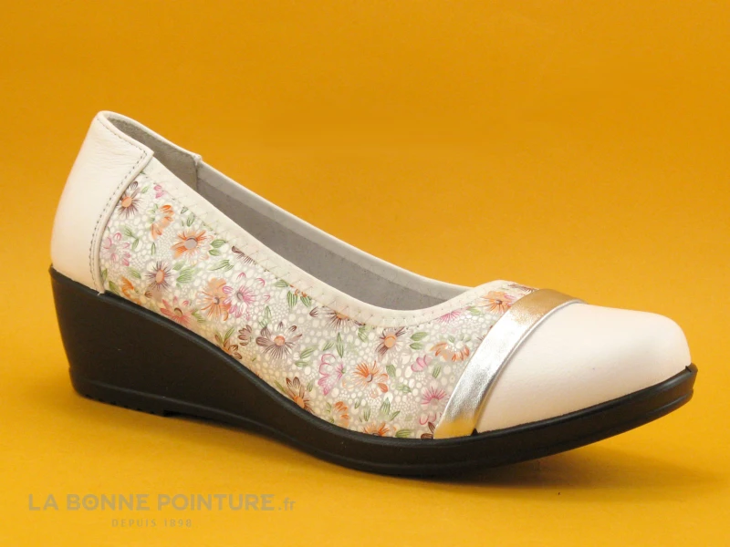 Inea IDOLE Fleur Blanc - Escarpin Compense 7 Inea IDOLE Fleur Blanc - Escarpin Compense – Image 5