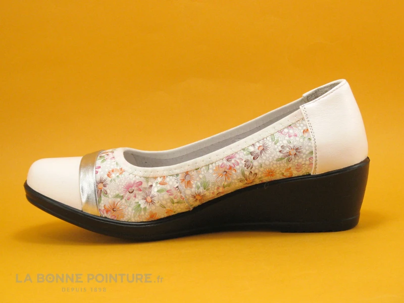 Inea IDOLE Fleur Blanc - Escarpin Compense 5 Inea IDOLE Fleur Blanc - Escarpin Compense – Image 3