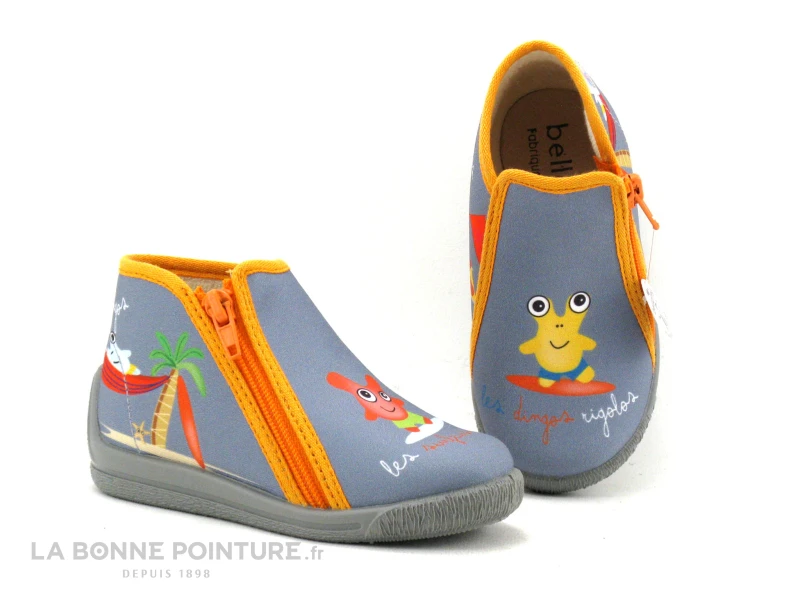 Bellamy PRAGUE Les Dingos - Gris Bleu Orange - 748002 - Pantoufle BEBE 3 Bellamy PRAGUE Les Dingos - Gris Bleu Orange - 748002 - Pantoufle BEBE