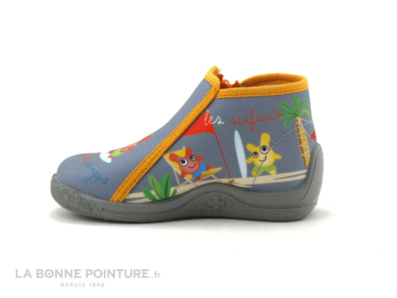 Bellamy PRAGUE Les Dingos - Gris Bleu Orange - 748002 - Pantoufle BEBE 5 Bellamy PRAGUE Les Dingos - Gris Bleu Orange - 748002 - Pantoufle BEBE – Image 3