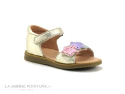 Acebos 1260IS Platine - Sandale Fille Cuir Or Avec Contrefort