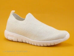 Morans KUBANA Blanc - Basket Slip-on Femme Avec Paillettes