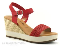 Patricia Miller 3217 - Sandale Rouge Talon Haut - Semelle Compensee